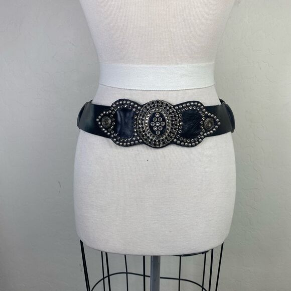 Leatherock Black Statement Belt with Intricate Design - Picture 1 of 8